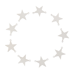 Stainless Steel Color 201 Stainless Steel Links Connectors, Laser Cut, Blank Stamping Tag, Star, Stainless Steel Color, 14x18x1mm, Hole: 1.5mm, 10pcs/box
