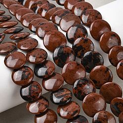 Красный Обсидиан Натурального красного дерева обсидиана бисер нитей, плоско-круглые, 11.5~12x3~3.5 мм, отверстие : 0.7 мм, около 41 шт / нитка, 14.65'' (37.2 см)