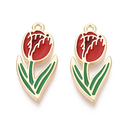 Темно-Красный Подвески из эмали и сплава, , золотые, без кадмия, без никеля и без свинца, темно-красный, 25x11.5x1.5 мм, отверстие : 1.4 мм