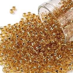 (753) 24K Gold Lined Rose Gold TOHO Round Seed Beads, Japanese Seed Beads, (753) 24K Gold Lined Rose Gold, 8/0, 3mm, Hole: 1mm, about 10000pcs/pound