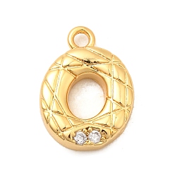 Letter O Латунные микро проложить кубического циркония прелести, без никеля , реальный 18 k позолоченный, Письмо O, 14x10.5x3 мм, отверстие : 1.6 мм