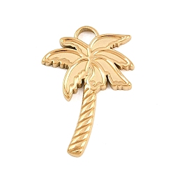 Золотой Летняя тематика 304 подвески из нержавеющей стали, очарование кокосовой пальмы, золотые, 25x17x2 мм, отверстие : 3x2 мм