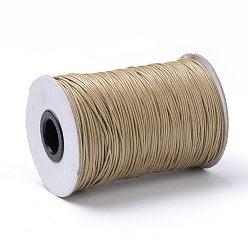 Tan Braided Korean Waxed Polyester Cords, Tan, 1mm, about 174.97 yards(160m)/roll