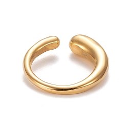 Golden Ion Plating(IP) 304 Stainless Steel Cuff Rings, Open Rings, Golden, US Size 6~9(16.5~18.9mm)