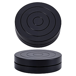 Черный Плоский круглый мини-пластиковый вращающийся поворотный круг для лепки из гончарного круга, инструменты для работы с полимерной глиной с вращающимся колесом, для стенда с образцами декоративно-прикладного искусства, чёрные, 11.3x3.25 см