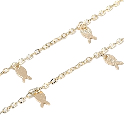 Light Gold Латунные цепочки для рыб ручной работы, для ожерелья браслеты решений, долговечный, без никеля , пайки, с катушкой, золотой свет, 2x2x0.5 мм, около 16.40 футов (5 м) / рулон