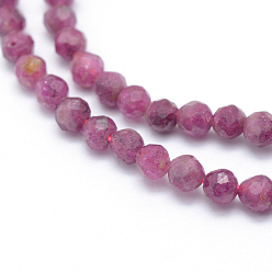 Ruby Natural Ruby/Red Corundum Beads Strands, Faceted, Round, 2.5mm, Hole: 0.6mm, about 155pcs/strand, 15.35 inch(39cm)