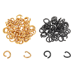 Metallgrau & Golden PVD-Vakuumbeschichtung 304 Offene Biegeringe aus Edelstahl, Runde, Metallgrau & Golden, 9x1.5 mm, 15 Messgerät, Innendurchmesser: 6 mm, 2 Farben, 50 Stk. je Farbe, 100 Stück / Karton