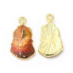 Сэнди Коричневый Стойки подвески обшивки сплава, напечатанный, без свинца, без кадмии и без никеля, очарование листа, золотой свет, песчаный коричневый, 19x10.5x2.5 мм, отверстие : 1.6 мм