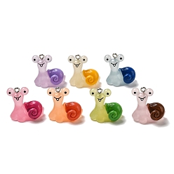 Mixed Color Snail Resin Pendants, with Platinum Tone Iron Loop, Mixed Color, 23x23x13mm, Hole: 2mm