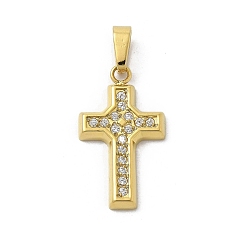 Золотой Ионное покрытие (ip) 304 подвески из нержавеющей стали с микропаве из кубического циркония, крест прелести, золотые, 17.5x10x2 мм, отверстие : 4x2.5 мм