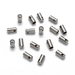 Stainless Steel Color 304 Stainless Steel Cord Ends, Tube, Stainless Steel Color, 8x4mm, Inner Diameter: 3mm