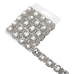 Кристалл 1 прямоугольные железные цепочки со стразами, для пошива свадебного украшения, кристалл, 18.5x7.5 мм