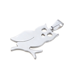Сова Антикоррозийные 304 подвески из нержавеющей стали, лазерная резка, цвет нержавеющей стали, сова, 32x22 мм