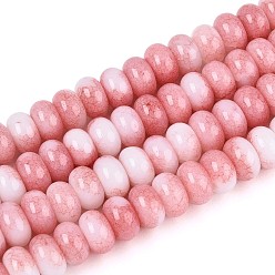Светло-Коралловый Стеклянные бусины, имитация драгоценных камней, рондель, окрашенные, свет коралловый, 8~8.5x4.5~5 мм, отверстие : 1~1.2 мм, около 155~159 шт / нитка, 30.12~31.30 дюйм (76.5~79.5 см)