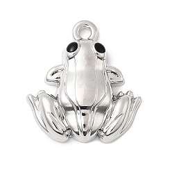 Платина Подвески из эмали и сплава, долговечный, без свинца и без кадмия, стойки покрытие, очарование лягушки, платина, 21.5x19.5x5.5 мм, отверстие : 1.8 мм