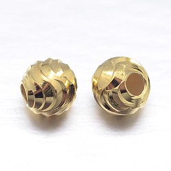 Real 18K Gold Plated Real 18K Gold Plated Round Sterling Silver Beads, Golden, 4mm, Hole: 1.5mm, about 198pcs/20g