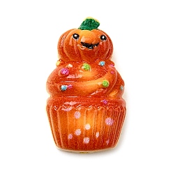 Тыква Кабошоны из непрозрачной смолы на тему Хэллоуина, темно-оранжевый, тыква, 22x13.5x7.5 мм