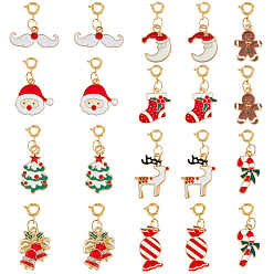 (52) Непрозрачная лаванда 20шт 10 стили рождественские сплавы эмаль подвески украшения, с латунными весной кольцевых застежками, разноцветные, 26~36 мм, 2 шт / стиль