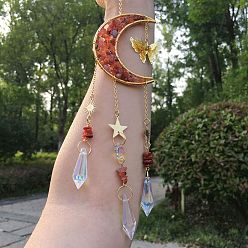 Красный Агат Стеклянные ловцы солнца, Подвески из натурального сердолика «Луна и бабочка», 390 мм