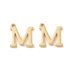 Letter M Латунные подвески, реальный 18 k позолоченный, Буква М, 9.5x9x1.3 мм, отверстие : 0.8 мм