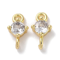 Настоящее золото 18K Латунное покрытие стойки, проложенное прозрачным кубическим цирконием, соединительные подвески, плоские круглые ссылки, долговечный, без свинца и без кадмия, реальный 18 k позолоченный, 11x6x4 мм, отверстия : 1.4 mm и 2 мм