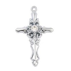 Кристалл Крест сплава горный хрусталь подвески, античное серебро, кристалл, 54.5x32.5x6 мм, отверстие : 2.5 мм