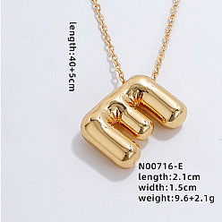 Letter E Нержавеющая сталь праздничный воздушный шар буква кулон кабель цепь ожерелья для женщин, золотые, Письмо E, 15.75 дюйм (40 см)