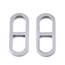 Нержавеющая Сталь Цвет Не тускнеющие 304 соединительные элементы из нержавеющей стали, лазерная резка, овальные, цвет нержавеющей стали, 20x8x1.5 мм, отверстие : 5x8 мм