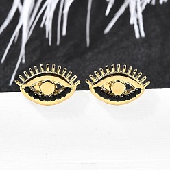 Настоящее золото 18K 304 из нержавеющей стали серьги, со стразами, ионное покрытие (ip), глаз, реальный 18 k позолоченный, 11x17 мм