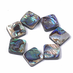 Colorful Abalone Shell/Paua Shell Beads, Rhombus, 15.5x15.5x3.5mm, Hole: 1mm