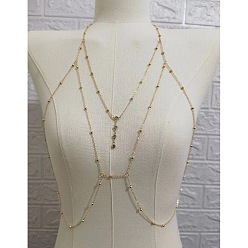 Золотой Сплав кристалл горный хрусталь кисточка бикини сексуальные цепи для тела для пляжной вечеринки, золотые, 500~800 мм