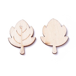 PapayaWhip Wooden Cabochons, Laser Cut Wood Shapes, Leaf, PapayaWhip, 24~36x17~37x2.7mm