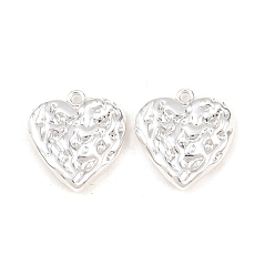 Серебро Латунные подвески, сердце прелести, серебряные, 18x17x4 мм, отверстие : 1.5 мм