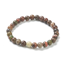 Natural Agate Natural Agate Beaded Stretch Bracelets, Round, Beads: 6~6.5mm, Inner Diameter: 2-1/4 inch(5.55cm)