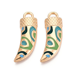 Светло-зеленый Коричневый Стойки обшивки сплава эмали подвески, Рог изобилия, без кадмия, без никеля и без свинца, оливковый, 37x15.5x4 мм, отверстие : 3.8 мм