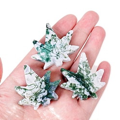 Мосс Агат Украшение дисплея скульптуры из натурального мохового агата, для домашнего офисного стола, лист, 40x45 мм