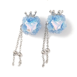 Озёрно--синий Бусины-кисточки ручной работы из полимерной глины со стразами, ручка фокусные бусины, цветок розы, с кабошоном в форме рыбьего хвоста и заводной головкой из сплава, Плут синий, 60~69 мм