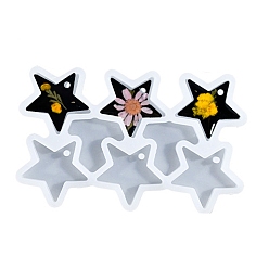 Звезда DIY силиконовые формы кулон, формы для литья смолы, для уф-смолы, изготовление ювелирных изделий из эпоксидной смолы, белые, звезда, 68x109x7.5 мм, отверстие : 3 мм, внутренний диаметр: 28x32 мм