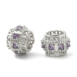 Темно-синий  Шифер Латунные микро проложить Цирконий Европейский бисером, бусины с большим отверстием, рондель, стойки покрытие, без кадмия и без свинца, долговечный, платина, темный сланец синий, 10.5x7.5~8 мм, отверстие : 5.3 мм