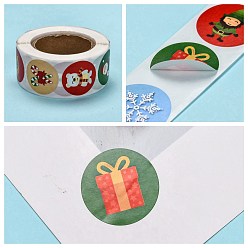 Santa Claus Christmas Tag Stickers, Self-Adhesive Paper Gift Tag Stickers, for Party, Decorative Presents, Christmas Themed Pattern, 24.5mm, 500pcs/roll