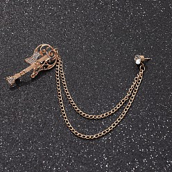 Guitar Подвесная брошь-цепочка в британском стиле с кристаллами и стразами, золотые, гитар, 140 мм