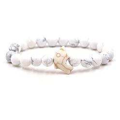 Говлит Браслеты из синтетического говлита и бирюзы, эластичные для мужчин и женщин, круглый и дельфиновый