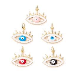 (52) Непрозрачная лаванда Латунные микропаве прозрачные подвески с фианитом, с эмалью и кольцом для прыжков, долговечный, реальный 18 k позолоченный, без свинца, без кадмии и без никеля, глаз, разноцветные, 16.5x20x3 мм, внутренний диаметр: 3 мм