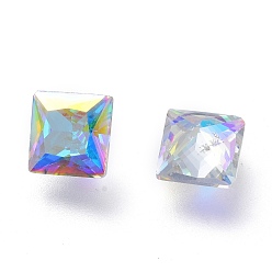 Хрусталь AB Кубического циркония указал назад кабошоны, граненые квадратные, хрусталь AB, 5x5x3 мм