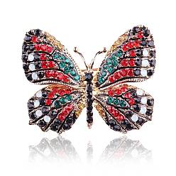 Светло-сиамский Брошь из блестящего сплава со стразами для женщин и девочек, бабочка, Light Siam, 38x45 мм