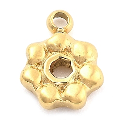 Настоящее золото 14K Ионное покрытие (ip) 304 брелоки из нержавеющей стали, цветочный шарм, реальный 14 k позолоченный, 7.5x6x1.5 мм, отверстие : 1 мм