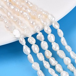 Creamy White Natural Baroque Keshi Pearl Beads Strands, Cultured Freshwater Pearl Beads, Two Sides Polished, Creamy White, 5~9x4~6x3~5mm, Hole: 0.5mm, about 57~59pcs/strand, 14.96~15.75 inch(38~40cm)