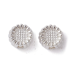 Argent Perles d'entretoise en alliage, plaqué longue durée, tournesol, argenterie, 5x3mm, Trou: 1mm