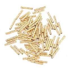 Настоящее золото 18K Латунные текстурированные бусины, реальный 18 k позолоченный, 10x1.5 мм, отверстие : 1 мм